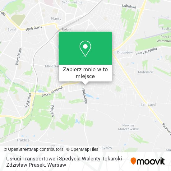 Mapa Usługi Transportowe i Spedycja Walenty Tokarski Zdzisław Prasek