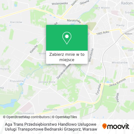 Mapa Aga Trans Przedsiębiorstwo Handlowo Usługowe Usługi Transportowe Bednarski Grzegorz