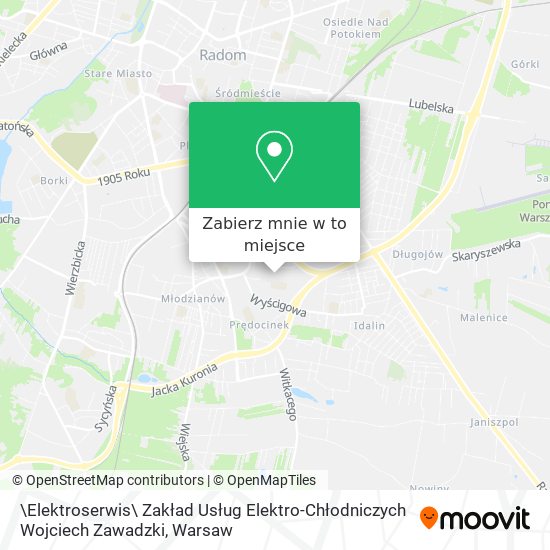 Mapa \Elektroserwis\ Zakład Usług Elektro-Chłodniczych Wojciech Zawadzki