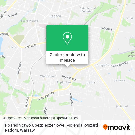 Mapa Pośrednictwo Ubezpieczeniowe. Molenda Ryszard Radom