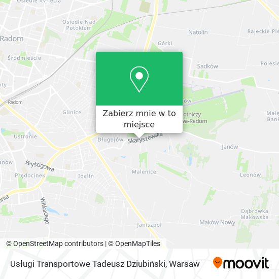 Mapa Usługi Transportowe Tadeusz Dziubiński