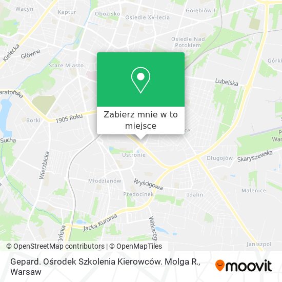 Mapa Gepard. Ośrodek Szkolenia Kierowców. Molga R.