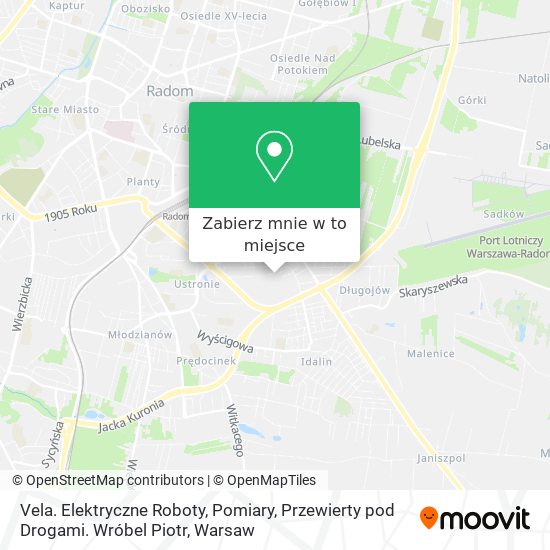 Mapa Vela. Elektryczne Roboty, Pomiary, Przewierty pod Drogami. Wróbel Piotr