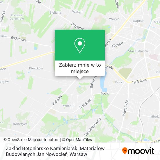 Mapa Zakład Betoniarsko Kamieniarski Materiałów Budowlanych Jan Nowocień