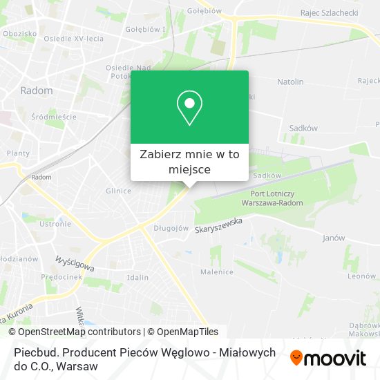 Mapa Piecbud. Producent Pieców Węglowo - Miałowych do C.O.