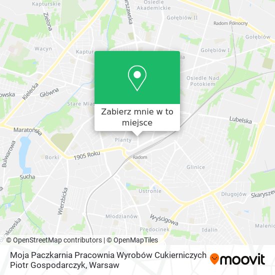 Mapa Moja Paczkarnia Pracownia Wyrobów Cukierniczych Piotr Gospodarczyk