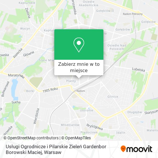 Mapa Usługi Ogrodnicze i Pilarskie Zieleń Gardenbor Borowski Maciej