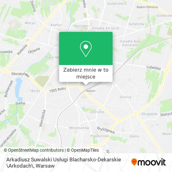 Mapa Arkadiusz Suwalski Usługi Blacharsko-Dekarskie \Arkodach\