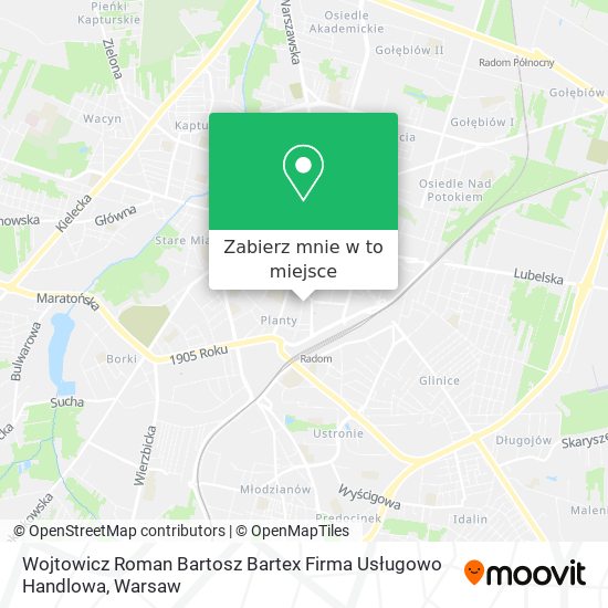 Mapa Wojtowicz Roman Bartosz Bartex Firma Usługowo Handlowa