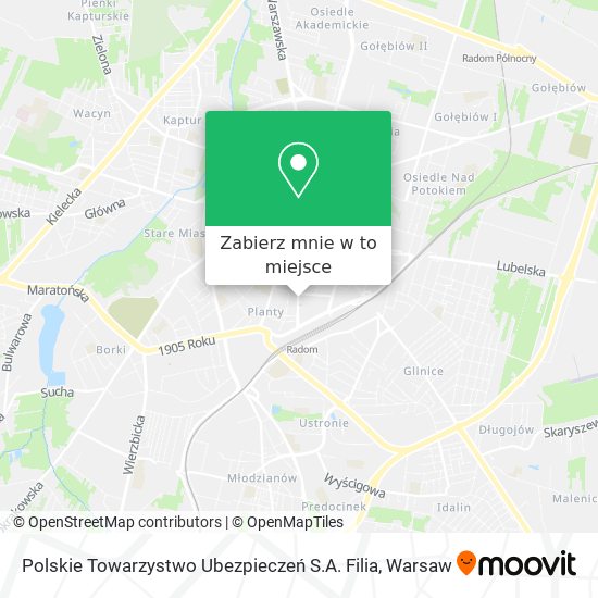 Mapa Polskie Towarzystwo Ubezpieczeń S.A. Filia