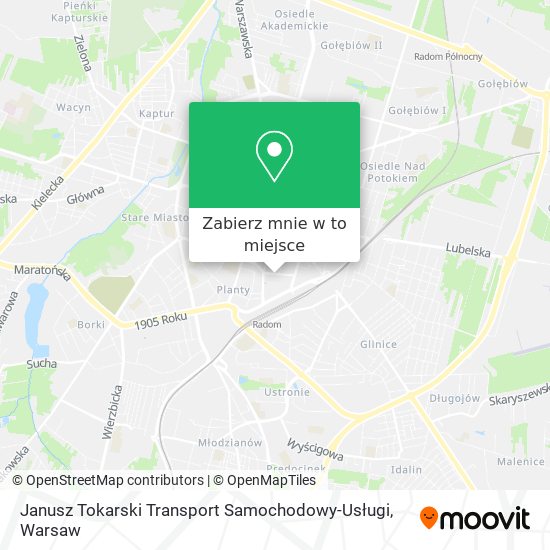 Mapa Janusz Tokarski Transport Samochodowy-Usługi