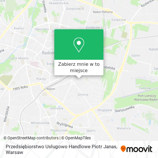 Mapa Przedsiębiorstwo Usługowo Handlowe Piotr Janas