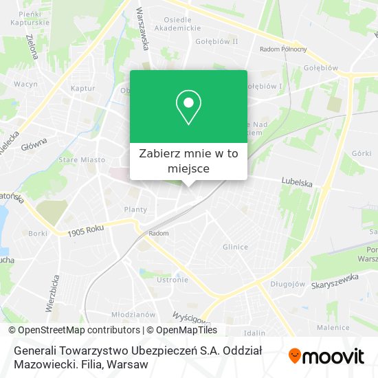 Mapa Generali Towarzystwo Ubezpieczeń S.A. Oddział Mazowiecki. Filia