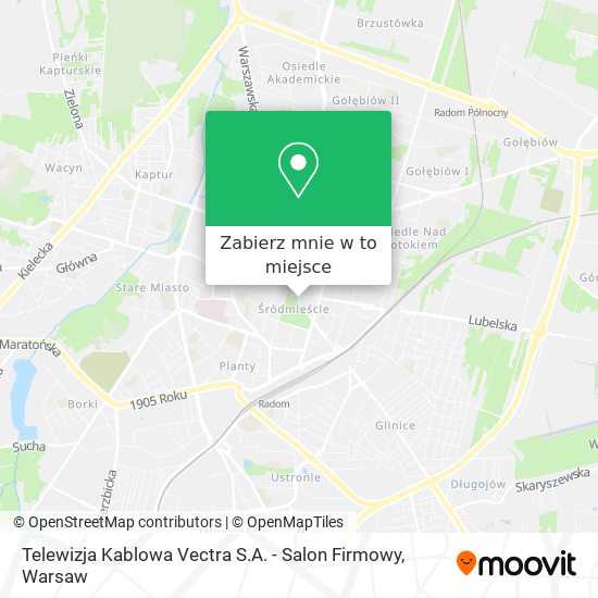 Mapa Telewizja Kablowa Vectra S.A. - Salon Firmowy