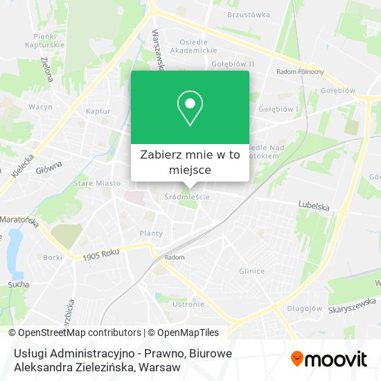 Mapa Usługi Administracyjno - Prawno, Biurowe Aleksandra Zielezińska