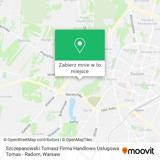 Mapa Szczepanowski Tomasz Firma Handlowo Usługowa Tomas - Radom