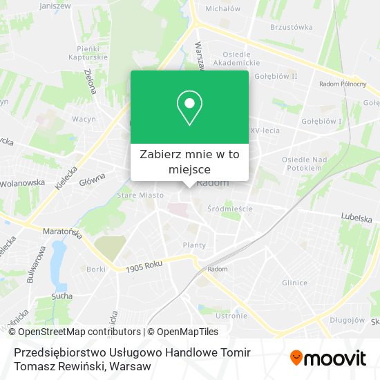 Mapa Przedsiębiorstwo Usługowo Handlowe Tomir Tomasz Rewiński