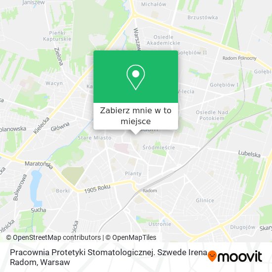 Mapa Pracownia Protetyki Stomatologicznej. Szwede Irena Radom