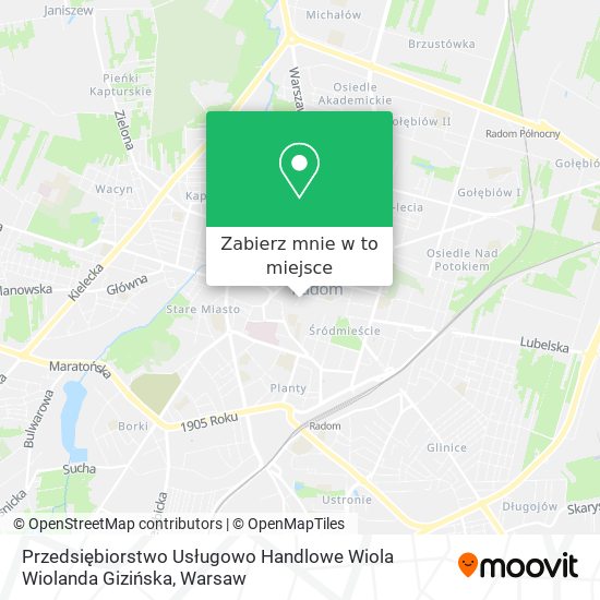 Mapa Przedsiębiorstwo Usługowo Handlowe Wiola Wiolanda Gizińska