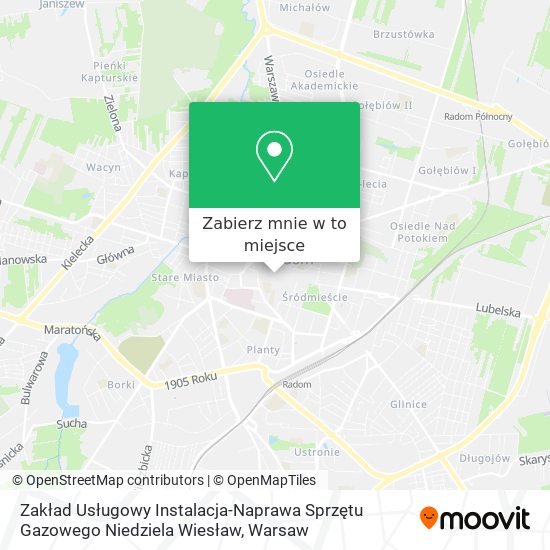 Mapa Zakład Usługowy Instalacja-Naprawa Sprzętu Gazowego Niedziela Wiesław