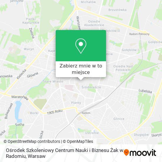 Mapa Ośrodek Szkoleniowy Centrum Nauki i Biznesu Żak w Radomiu