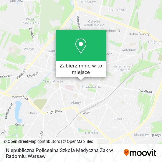 Mapa Niepubliczna Policealna Szkoła Medyczna Żak w Radomiu