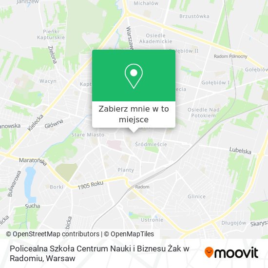 Mapa Policealna Szkoła Centrum Nauki i Biznesu Żak w Radomiu