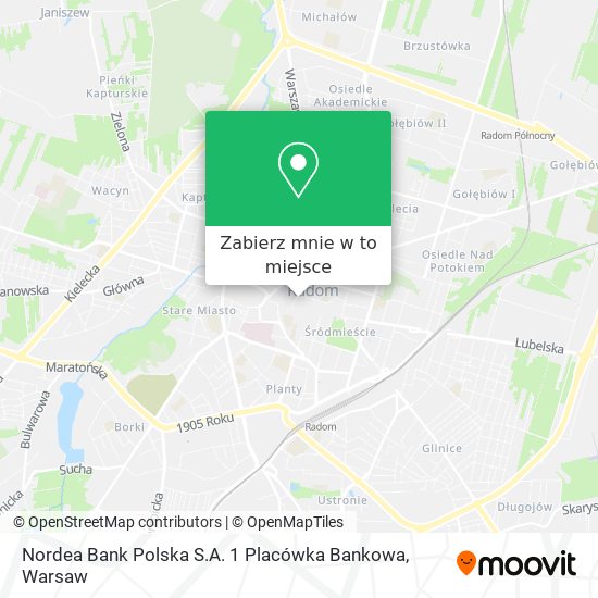 Mapa Nordea Bank Polska S.A. 1 Placówka Bankowa