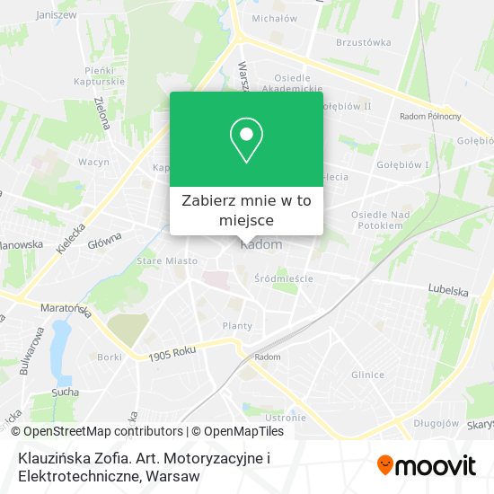 Mapa Klauzińska Zofia. Art. Motoryzacyjne i Elektrotechniczne