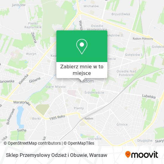 Mapa Sklep Przemysłowy Odzież i Obuwie