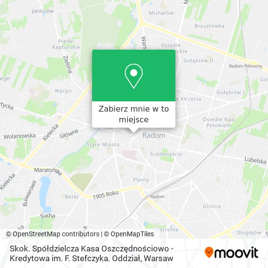 Mapa Skok. Spółdzielcza Kasa Oszczędnościowo - Kredytowa im. F. Stefczyka. Oddział