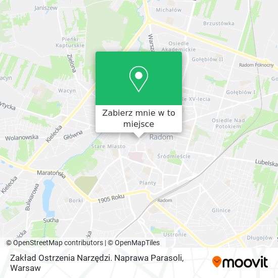 Mapa Zakład Ostrzenia Narzędzi. Naprawa Parasoli