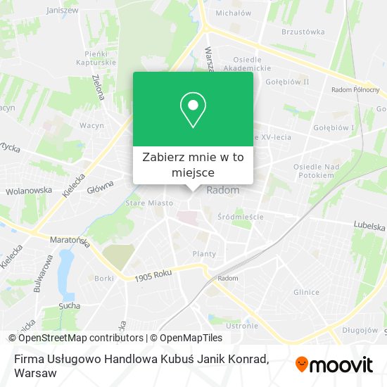 Mapa Firma Usługowo Handlowa Kubuś Janik Konrad