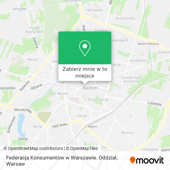 Mapa Federacja Konsumentów w Warszawie. Oddział