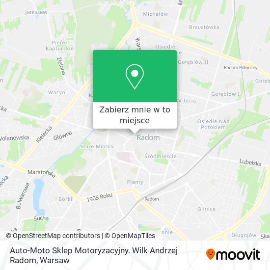 Mapa Auto-Moto Sklep Motoryzacyjny. Wilk Andrzej Radom