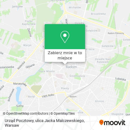 Mapa Urząd Pocztowy, ulica Jacka Malczewskiego