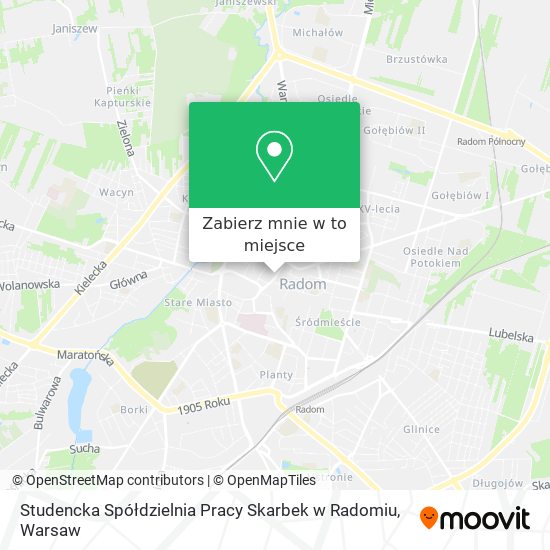 Mapa Studencka Spółdzielnia Pracy Skarbek w Radomiu