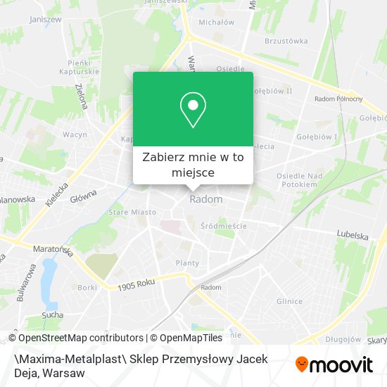 Mapa \Maxima-Metalplast\ Sklep Przemysłowy Jacek Deja