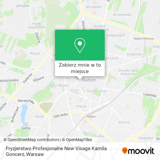 Mapa Fryzjerstwo Profesjonalne New Visage Kamila Goncerz