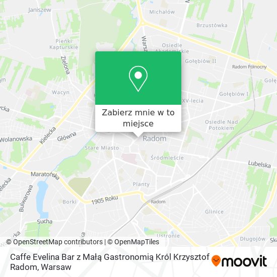 Mapa Caffe Evelina Bar z Małą Gastronomią Król Krzysztof Radom