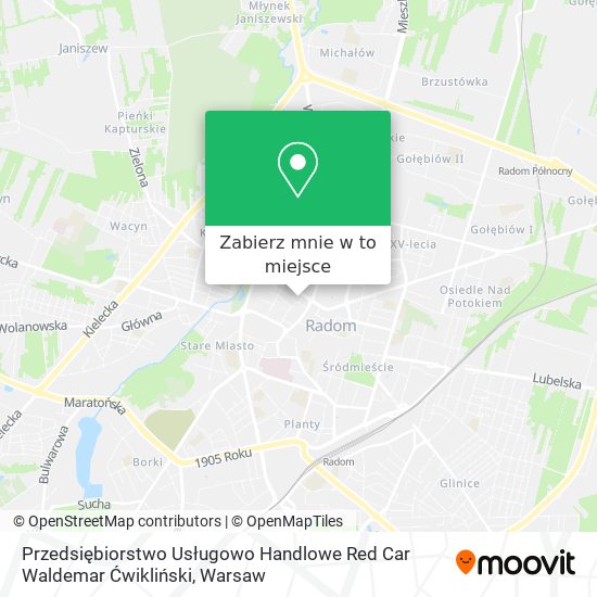 Mapa Przedsiębiorstwo Usługowo Handlowe Red Car Waldemar Ćwikliński