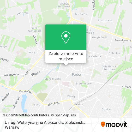 Mapa Usługi Weterynaryjne Aleksandra Zielezińska