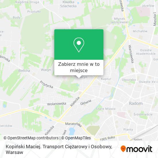 Mapa Kopiński Maciej. Transport Ciężarowy i Osobowy