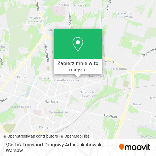 Mapa \Certa\ Transport Drogowy Artur Jakubowski