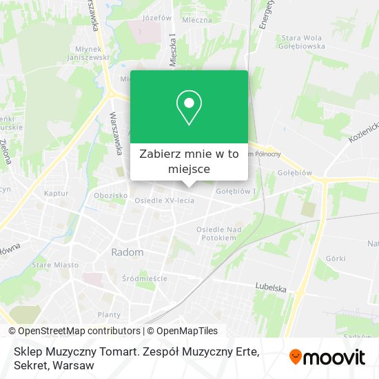 Mapa Sklep Muzyczny Tomart. Zespół Muzyczny Erte, Sekret