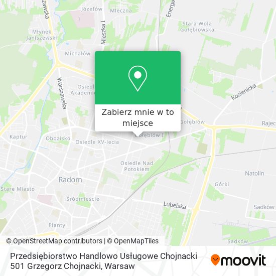 Mapa Przedsiębiorstwo Handlowo Usługowe Chojnacki 501 Grzegorz Chojnacki