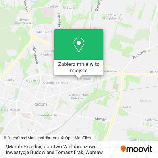 Mapa \Marol\ Przedsiębiorstwo Wielobranżowe Inwestycje Budowlane Tomasz Frąk