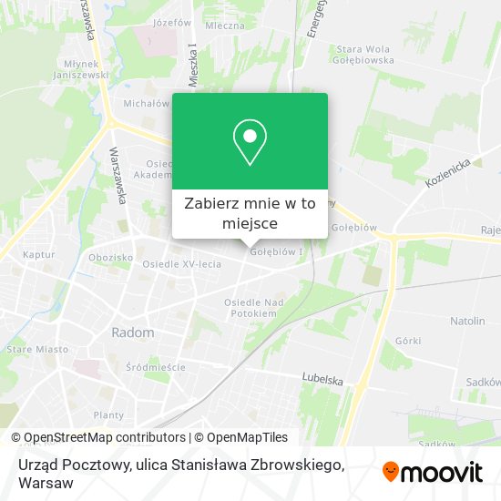 Mapa Urząd Pocztowy, ulica Stanisława Zbrowskiego