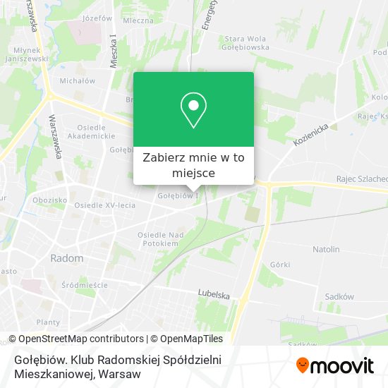 Mapa Gołębiów. Klub Radomskiej Spółdzielni Mieszkaniowej