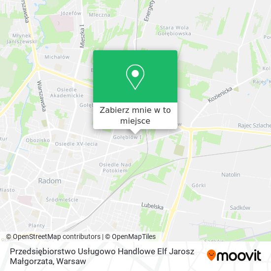 Mapa Przedsiębiorstwo Usługowo Handlowe Elf Jarosz Małgorzata